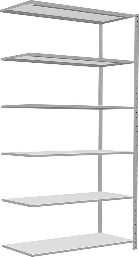 Steckregal B1300xT600xH2500 mm Anbaufeld 6 Böden RAL 7035 Fachlast 150kg - Artikel: 7830493567