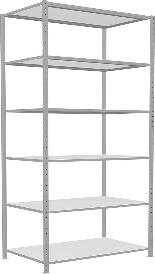 Steckregal B1300xT800xH2500 mm Grundfeld 6 Böden RAL 7035 Fachlast 150kg - Artikel: 7830493563