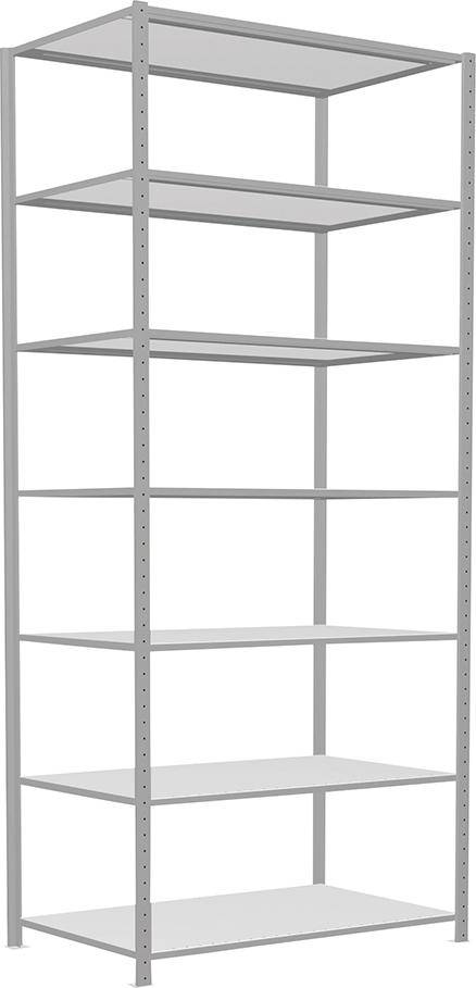 Steckregal B1300xT800xH3000 mm Grundfeld 7 Böden RAL 7035 Fachlast 150kg - Artikel: 7830493573