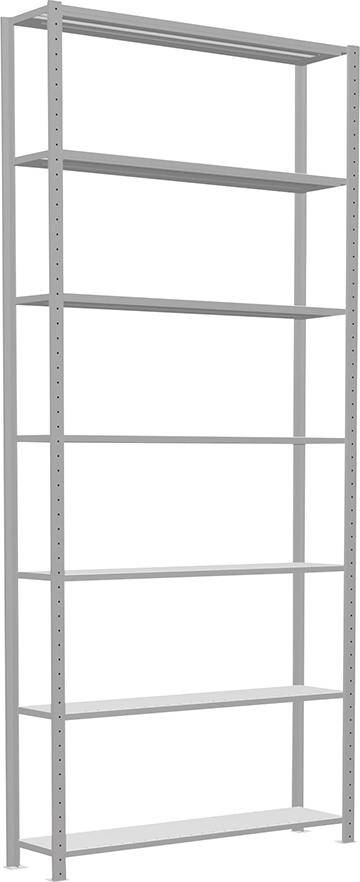 Steckregal B1300xT300xH3000 mm Grundfeld 7 Böden RAL 7035 Fachlast 250kg - Artikel: 7830493609