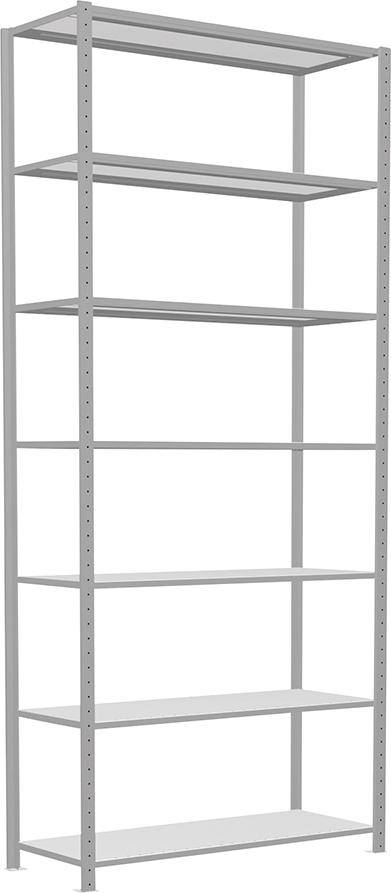 Steckregal B1300xT500xH3000 mm Grundfeld 7 Böden RAL 7035 Fachlast 250kg - Artikel: 7830493611