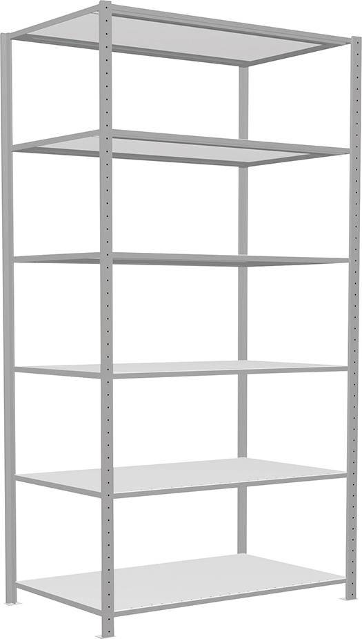 Steckregal B1300xT800xH2500 mm Grundfeld 6 Böden RAL 7035 Fachlast 250kg - Artikel: 7830493603