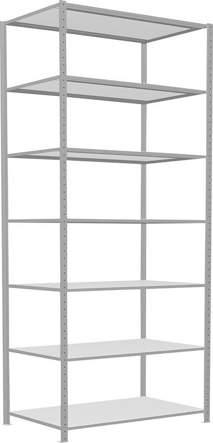 Steckregal B1300xT800xH3000 mm Grundfeld 7 Böden RAL 7035 Fachlast 250kg - Artikel: 7830493613