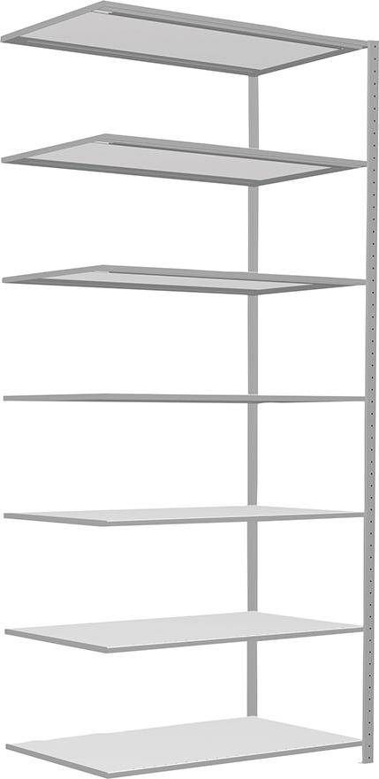 Steckregal B1300xT800xH3000 mm Anbaufeld 7 Böden RAL 7035 Fachlast 250kg - Artikel: 7830493618