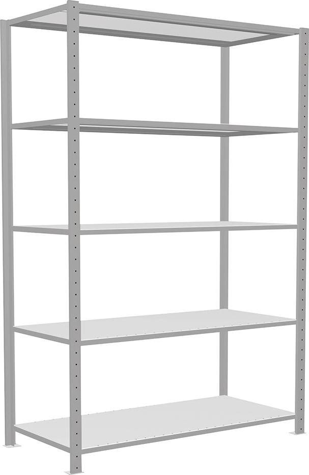 Steckregal B1300xT600xH2000 mm Grundfeld 5 Böden RAL 7035 Fachlast 150kg - Artikel: 7830492875