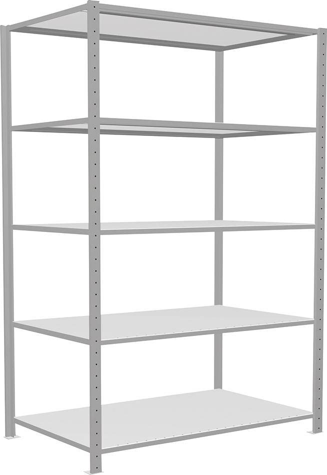 Steckregal B1300xT800xH2000 mm Grundfeld 5 Böden RAL 7035 Fachlast 150kg - Artikel: 7830492876