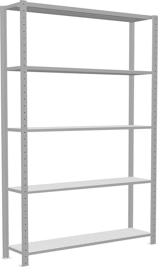 Steckregal B1300xT300xH2000 mm Grundfeld 5 Böden RAL 7035 Fachlast 250kg - Artikel: 7830492902