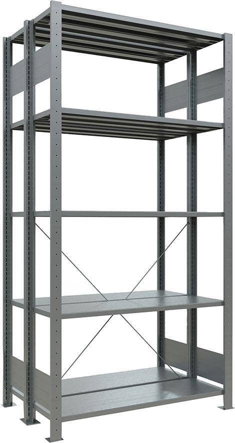 Steckregal B1000xT2x600xH2000 mm Grundfeld 5 Böden vzk Fachlast 150kg - Artikel: 7830491564