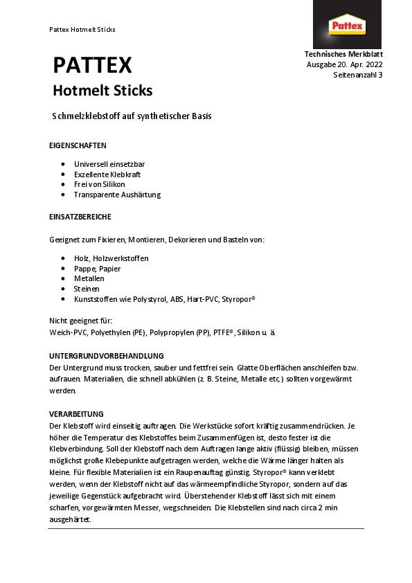 Heißklebepatronen Hot Sticks L.200mm Klebepatronen-D.11,3mm 200g 10 St.PATTEX