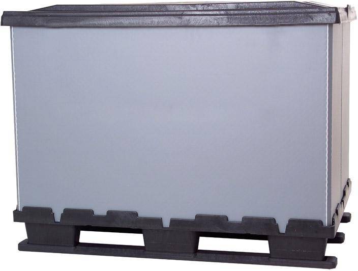 Faltbox grau B800xT1200 mm, 3 Kufen ohne Ladeklappe