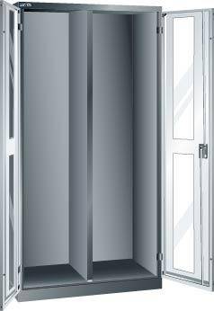 Flügeltürenschrank B1000xT580xH1950mm RAL 5012,Sichtfenstertür Leergehäuse,Trennwand - Artikel: 7830933175