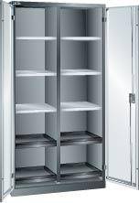 Flügeltürenschrank B1000xT580xH1950mm RAL 7035,Vollblechtür Trennwand,10 Böden - Artikel: 7830933176