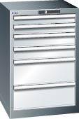 Schubladenschrank 27x27E B564xT572xH850mm RAL 7035/5012 6 Schubladen 75kg - Artikel: 7830306162
