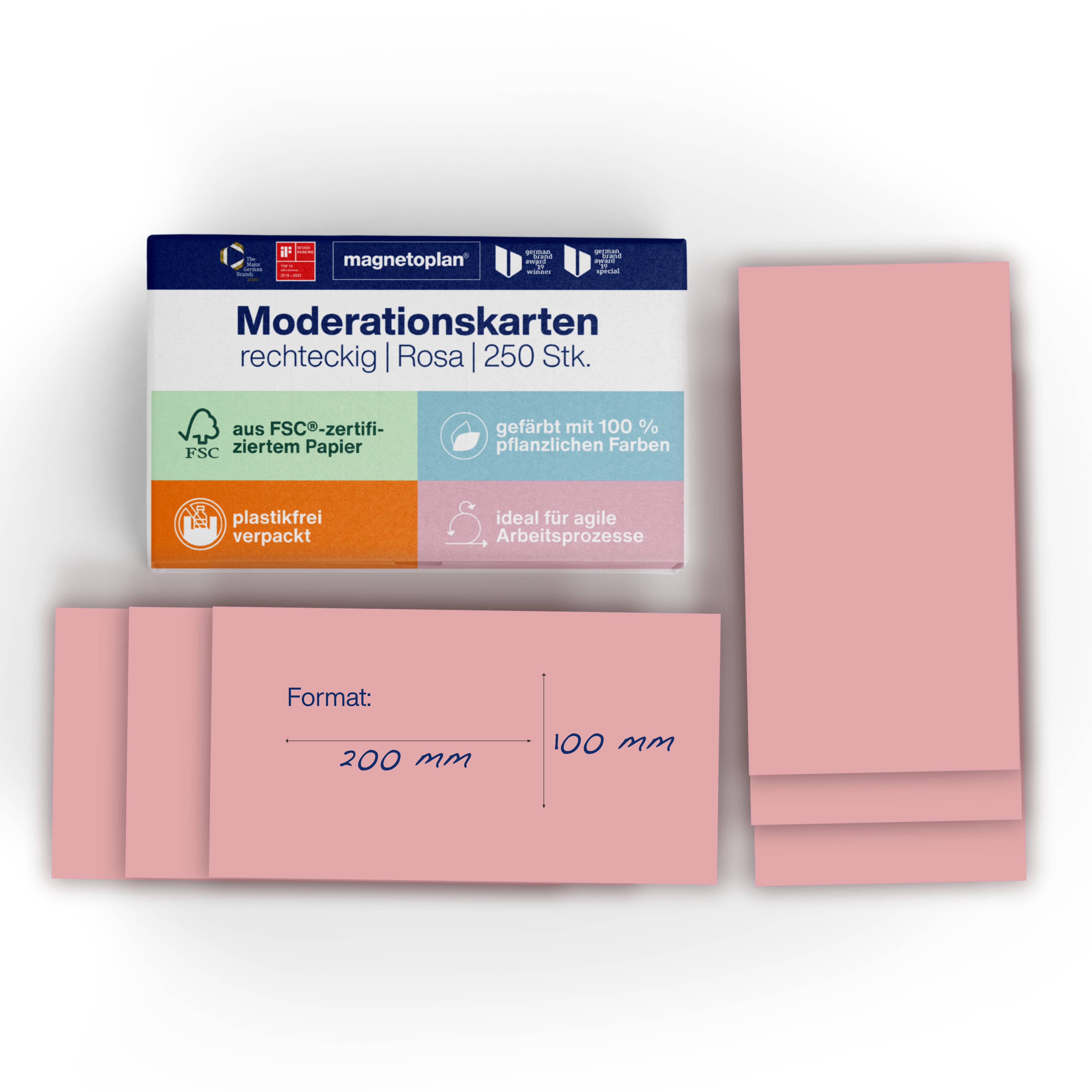 Magnetoplan Moderationskarten Rosa 200x100mm 250St