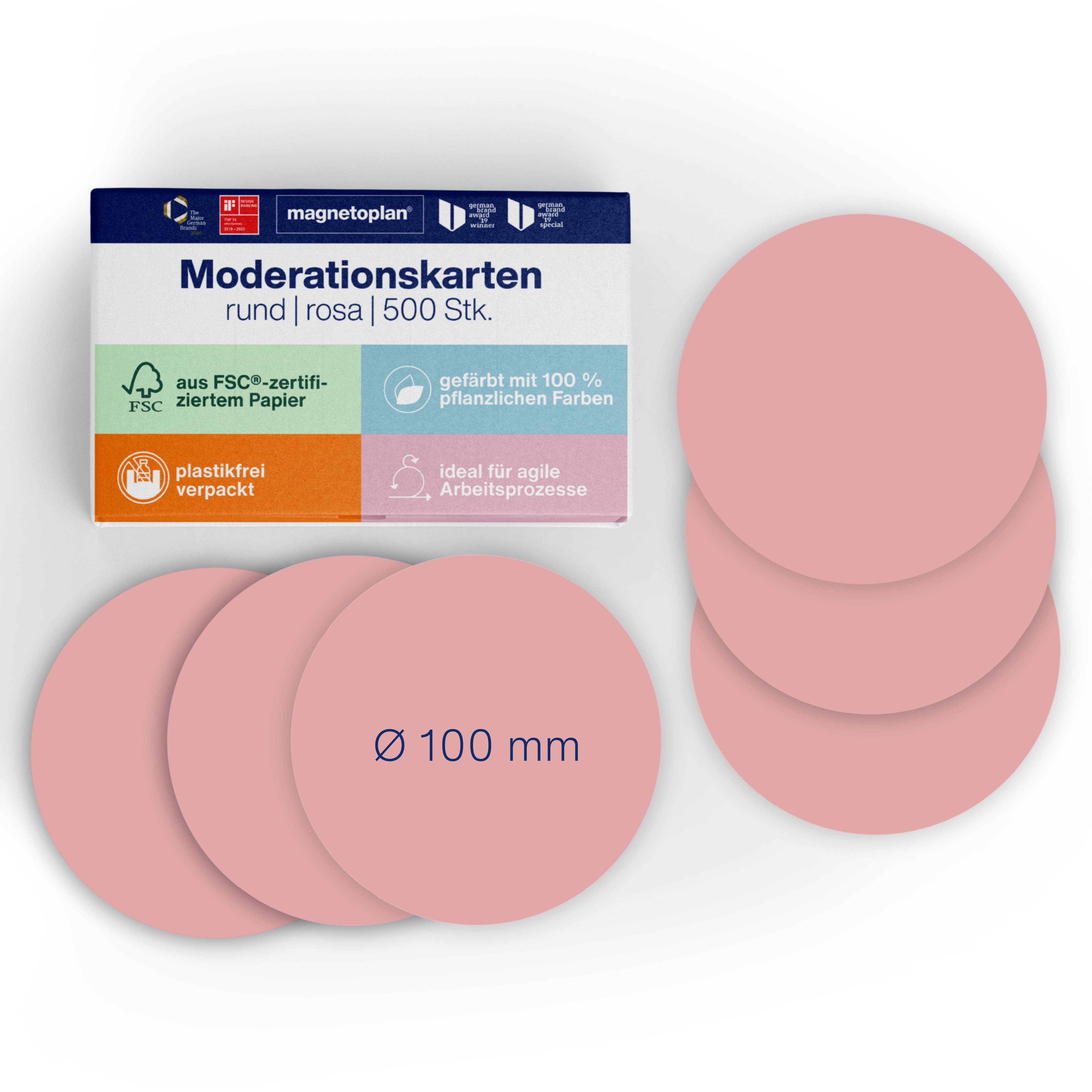 Magnetoplan Moderationskarten Rosa rund 100mm 500St