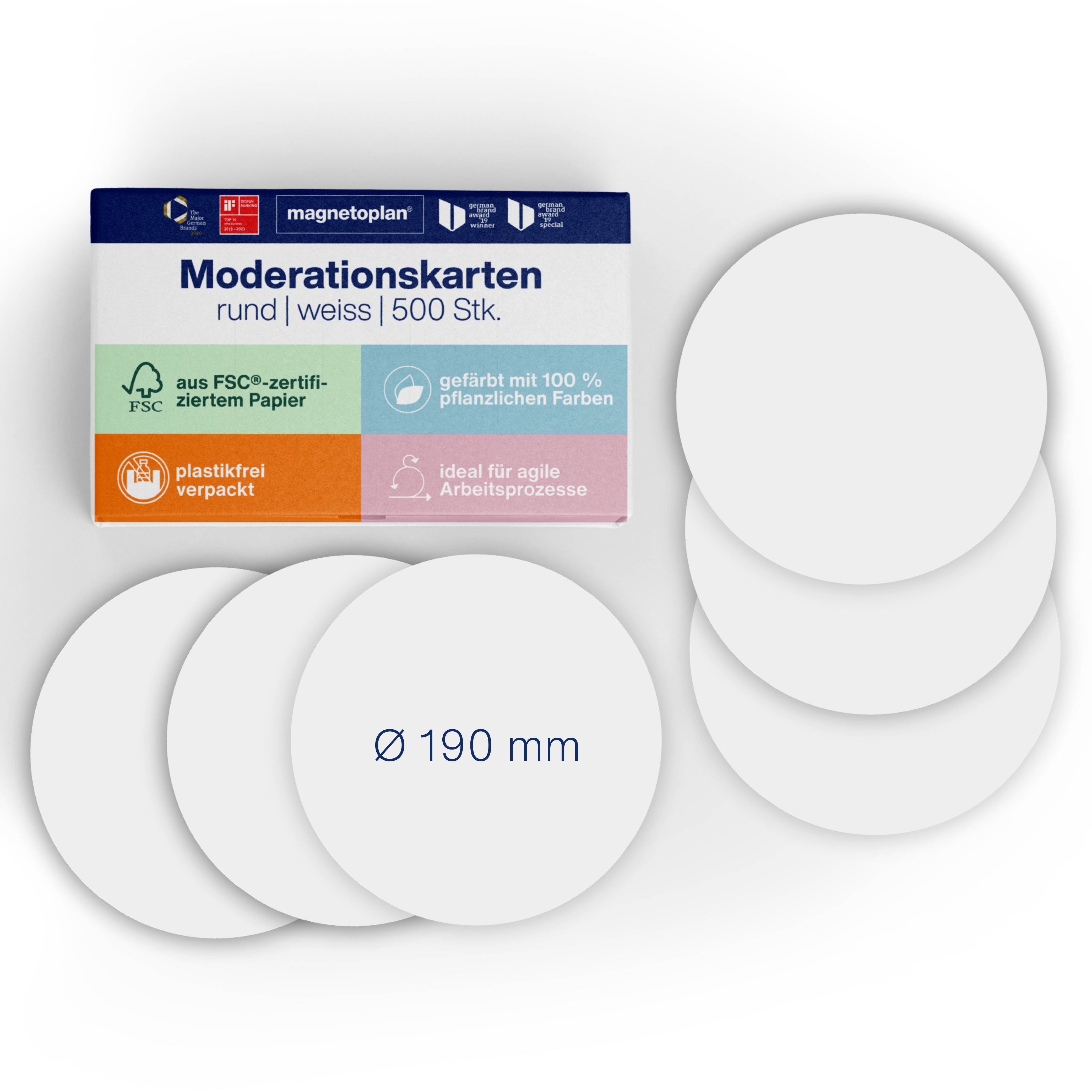 Magnetoplan Moderationskarten Weiß rund 190mm 500St