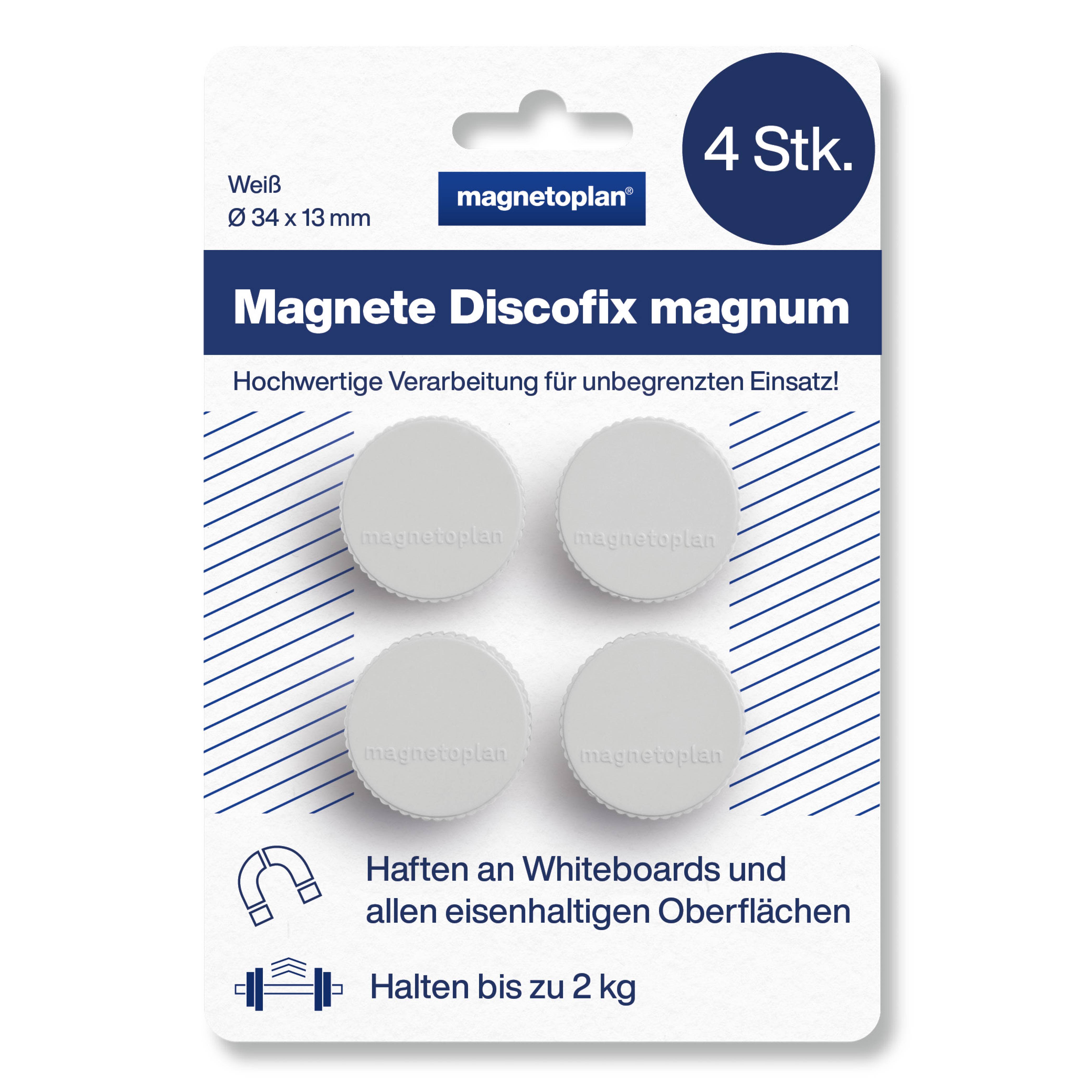 Discofix Magnum geblistert weiß 34mm 4St