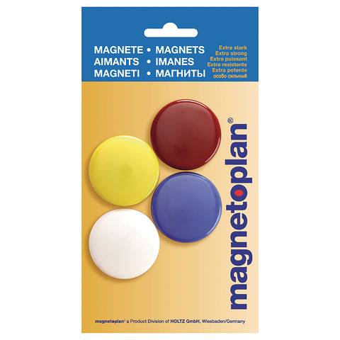 Signalmagnete, Größe 40 mm, Inhalt 1 gelb, 1 rot, 1 blau, 1 weiß