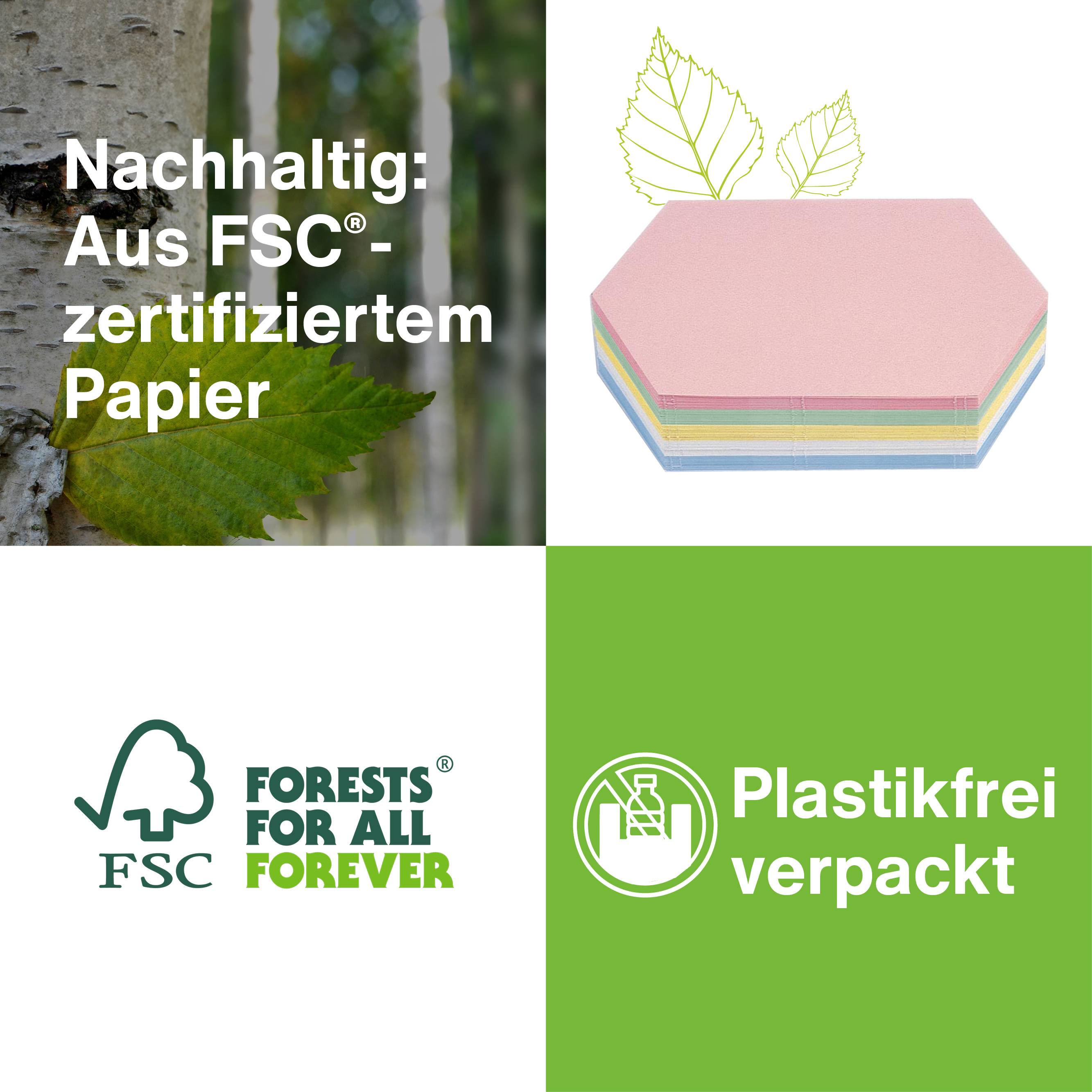 „Nachhaltig: Aus FSC®-zertifiziertem Papier