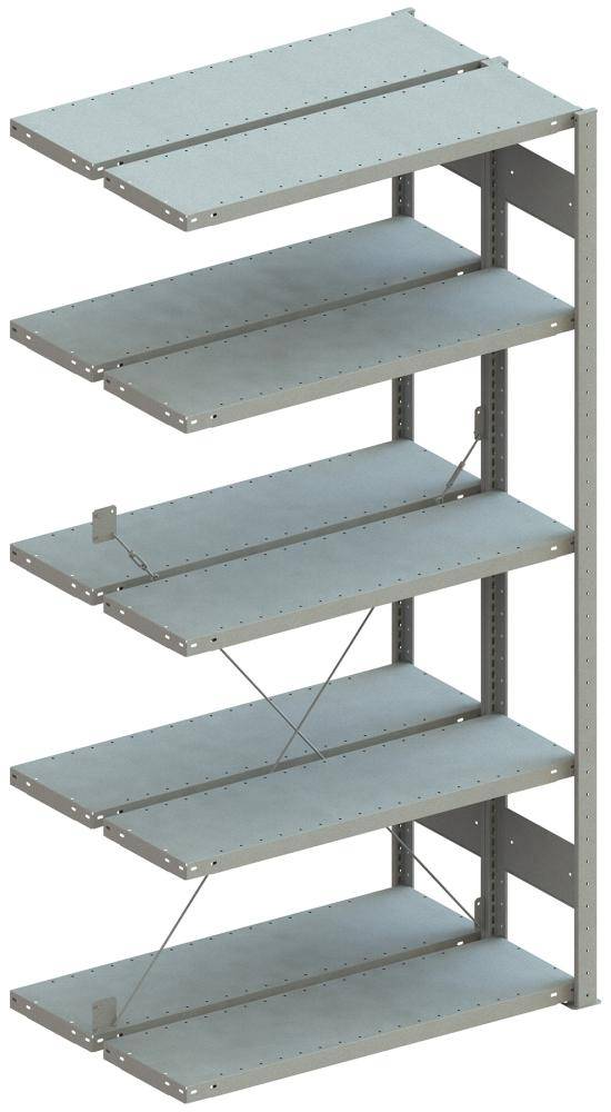 Doppel-Steckregal CLIP B1000xT2x500xH2000 mm Anbaufeld 2x5 Böden RAL7035 Fachlast 230kg