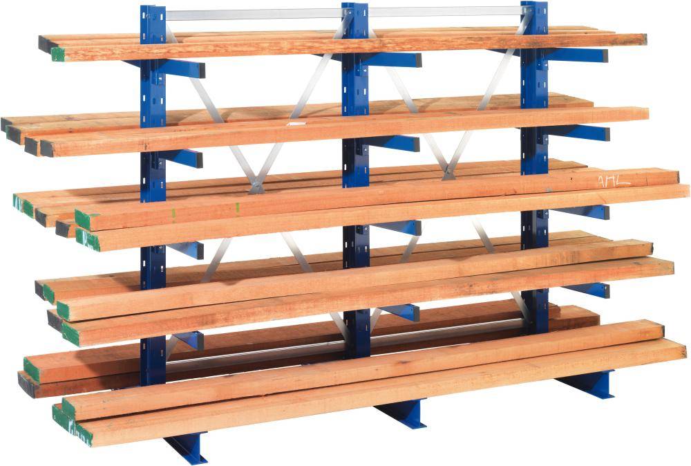 Kragarmregal L Grundfeld B1330xT2x600xH3000 mm doppelseitig RAL 5010 2x5 Arme Traglast 140kg