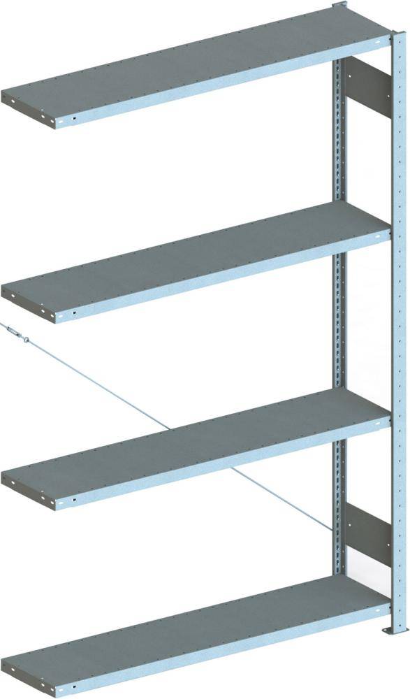 Steckregal Meta-CLIP S3 B1300xT800xH2500 mm Anbaufeld 5 Böden RAL7035 Fachlast 230kg
