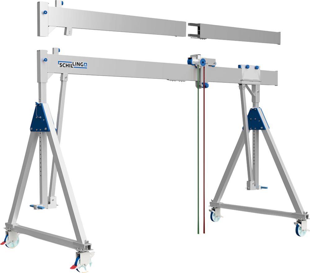 Aluportalkran fahrbar H2137-2987 mm 1000 kg TL 4000 mm Alu-Einzel-Träger