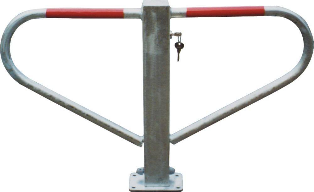 Parkplatzsperre H500xB800 mm verzinkt mit Profilzylinder zum Aufdübeln