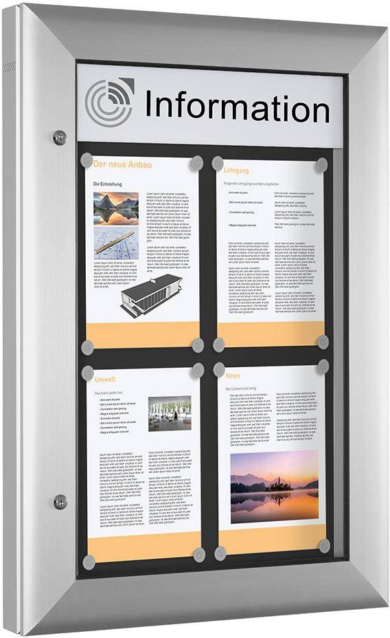 Schaukasten B547xT80xH807 mm 2x2 = 4 Blatt DIN A4 anthrazite Rückwand - Artikel: 7830512018