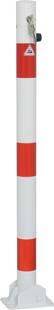 Absperrpfosten rot/weiß H900xD76 mm umlegbar mit Profilzylinder zum Aufdübeln