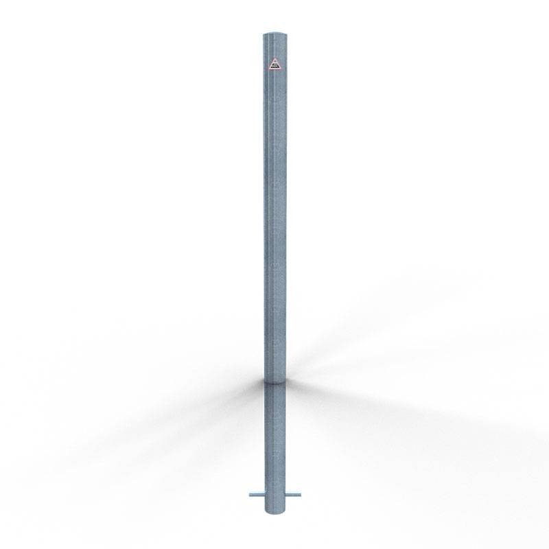 Schake Absperrpfosten aus Stahlrohr verzinkt Ø42x2,5mm mit aufgeschweißter Stahlkappe 900mm Überflur zum Einbetonieren mit Erdanker ohne Ösen