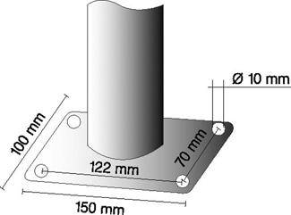 Absperrpfosten rot/weiß H1300xB70xT70mm umlegbar mit Dreikantverschluss zum Aufdübeln