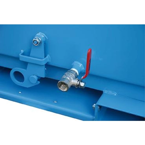 Muldenkipper 275 l B800xT1340xH795 mm RAL 5012 Tragkraft 400kg 1 Lenkrolle m.Sieb/Hahn Muldenkipper 275 l B800xT1340xH795 mm RAL 5012 Tragkraft 400kg 1 Lenkrolle m.Sieb/Hahn