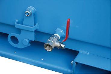 Muldenkipper 450 l B675xT1340xH1095 mm RAL 5012 Tragkraft 600kg 2 Lenkrollen m.Sieb/Hahn