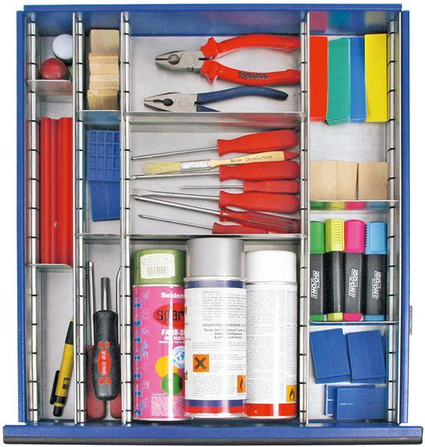 Einteilungsset 1 für Schublade H100 mm verzinkt 12-teilig - Artikel: 7830315068