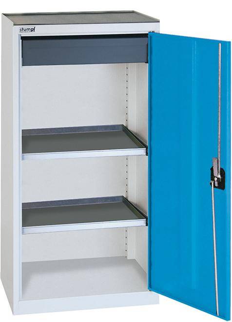 Beistellschrank B500xT500xH1000 mm RAL 7035/5012 1 Schublade, 2 Wannen - Artikel: 7830304190