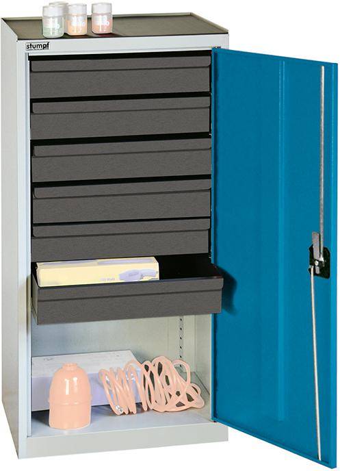 Beistellschrank B500xT500xH1000 mm RAL 7035/5012 6 Schubladen - Artikel: 7830305693