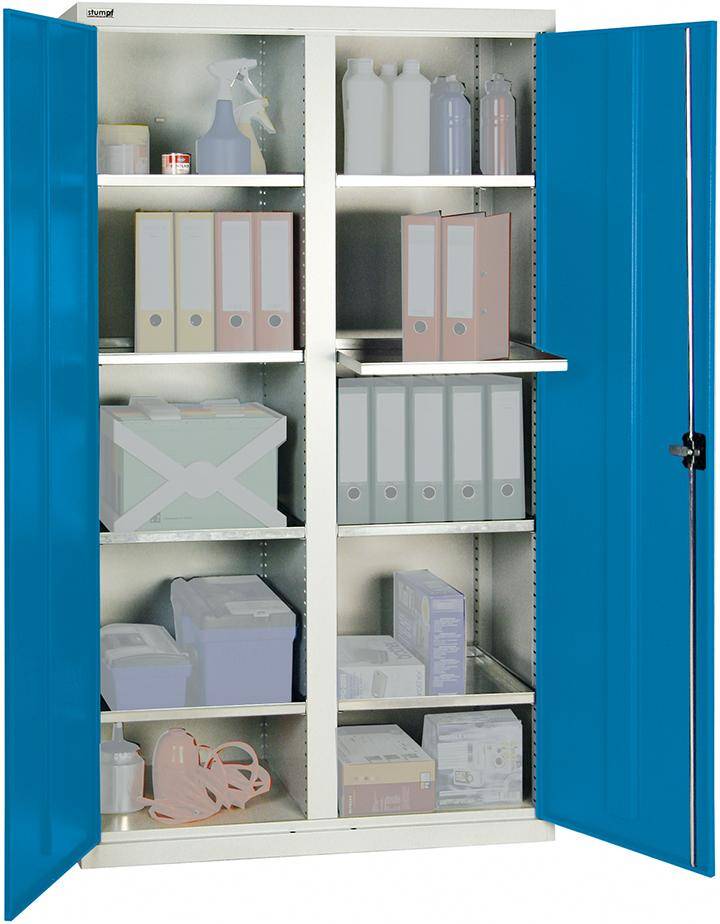 Werkzeugschrank B1000xT500xH1800 mm RAL 7035/5012 8 Wannenböden - Artikel: 7830305727