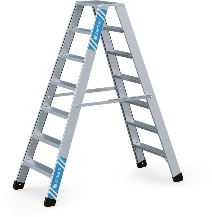 Stufen-Stehleiter Seventec B 2x7 Stufen L.1,66m Arbeits-H.3,1m G.10,5kg Zarges
