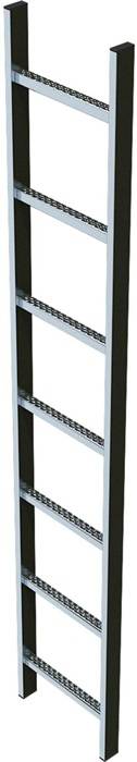 Schachtleiter 15Sprossen L.4,2m LW 300mm VA Außen-B.340mm Zarges