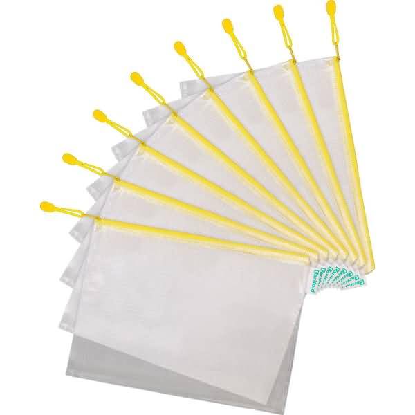 Reißverschlusstasche PVC gelb A4 330x240mm VE=8 Stück