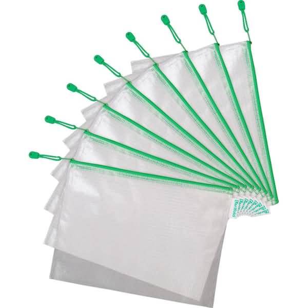 Reißverschlusstasche PVC grün A4 330x240mm VE=8 Stück
