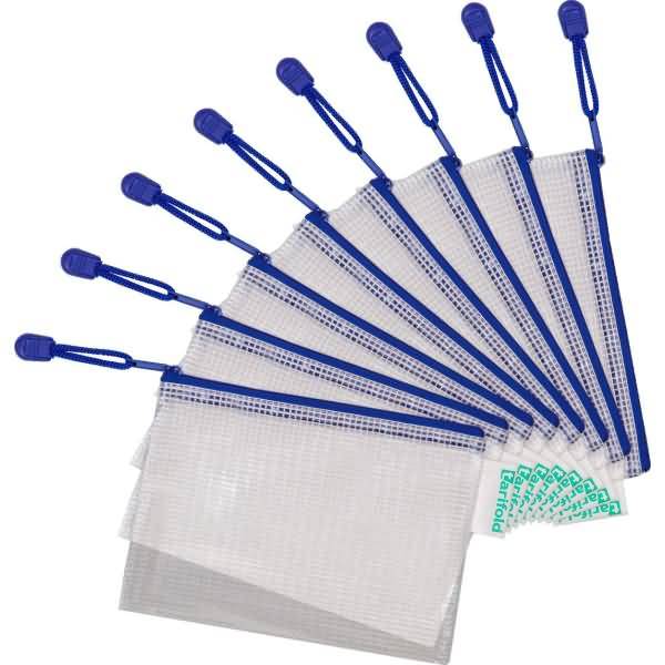 Reißverschlusstasche PVC blau A6 175x125mm VE=8 Stück