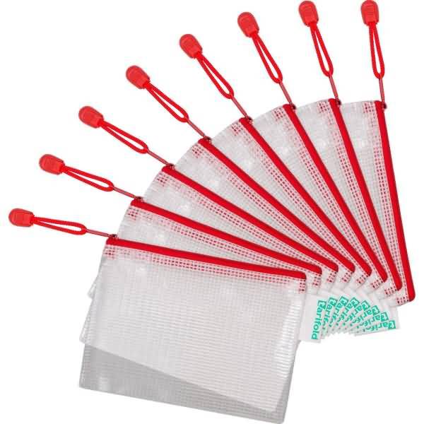Reißverschlusstasche PVC rot A6 175x125mm VE=8 Stück