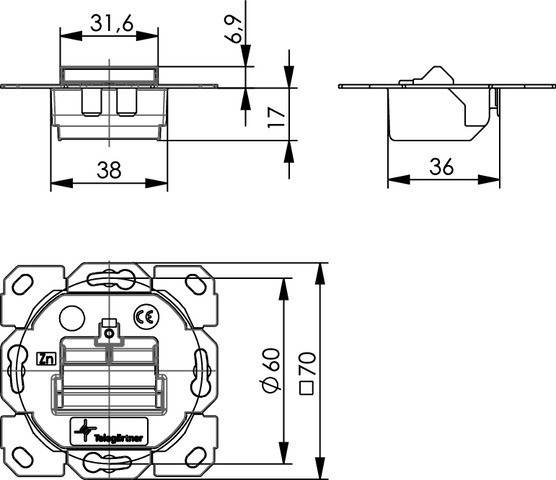 Telegärtner Modul-Aufn. 1-/2-fach UP/0 100021426