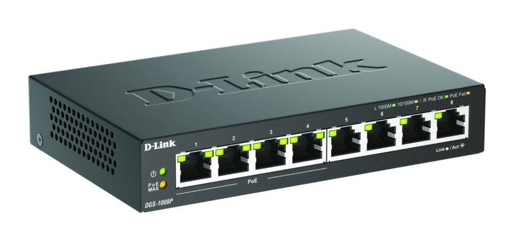 D-Link DGS-1008P/E DGS-1008P Netzwerk Switch 8 Port 1 GBit/s PoE-Funktion