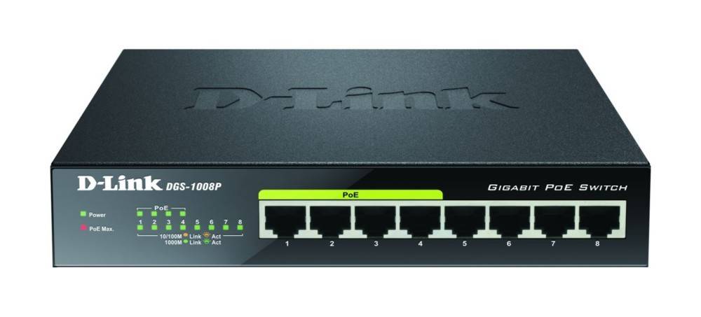 D-Link DGS-1008P/E DGS-1008P Netzwerk Switch 8 Port 1 GBit/s PoE-Funktion
