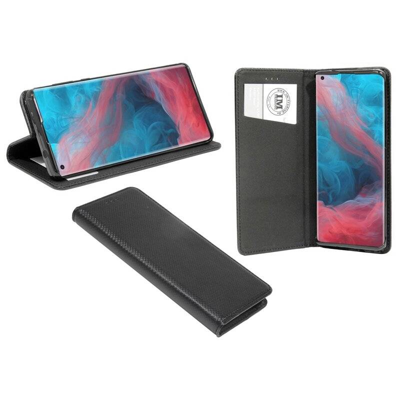 Buch Tasche "Smart" für MOTOROLA EDGE+ Handy Hülle Etui Brieftasche Schutzhülle mit Standfunktion, Kartenfach Schwarz