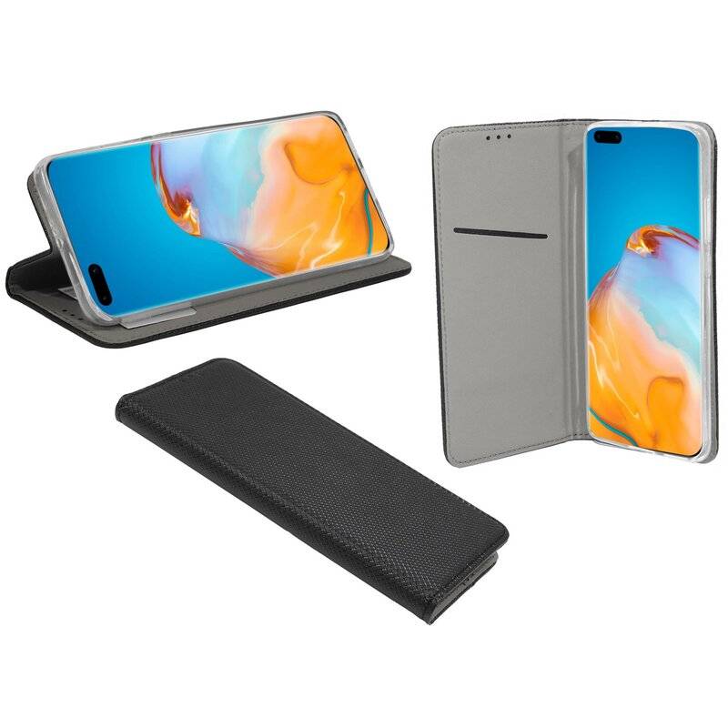 Buch Tasche "Smart" für HUAWEI P40 PRO Handy Hülle Etui Brieftasche Schutzhülle mit Standfunktion, Kartenfach Schwarz