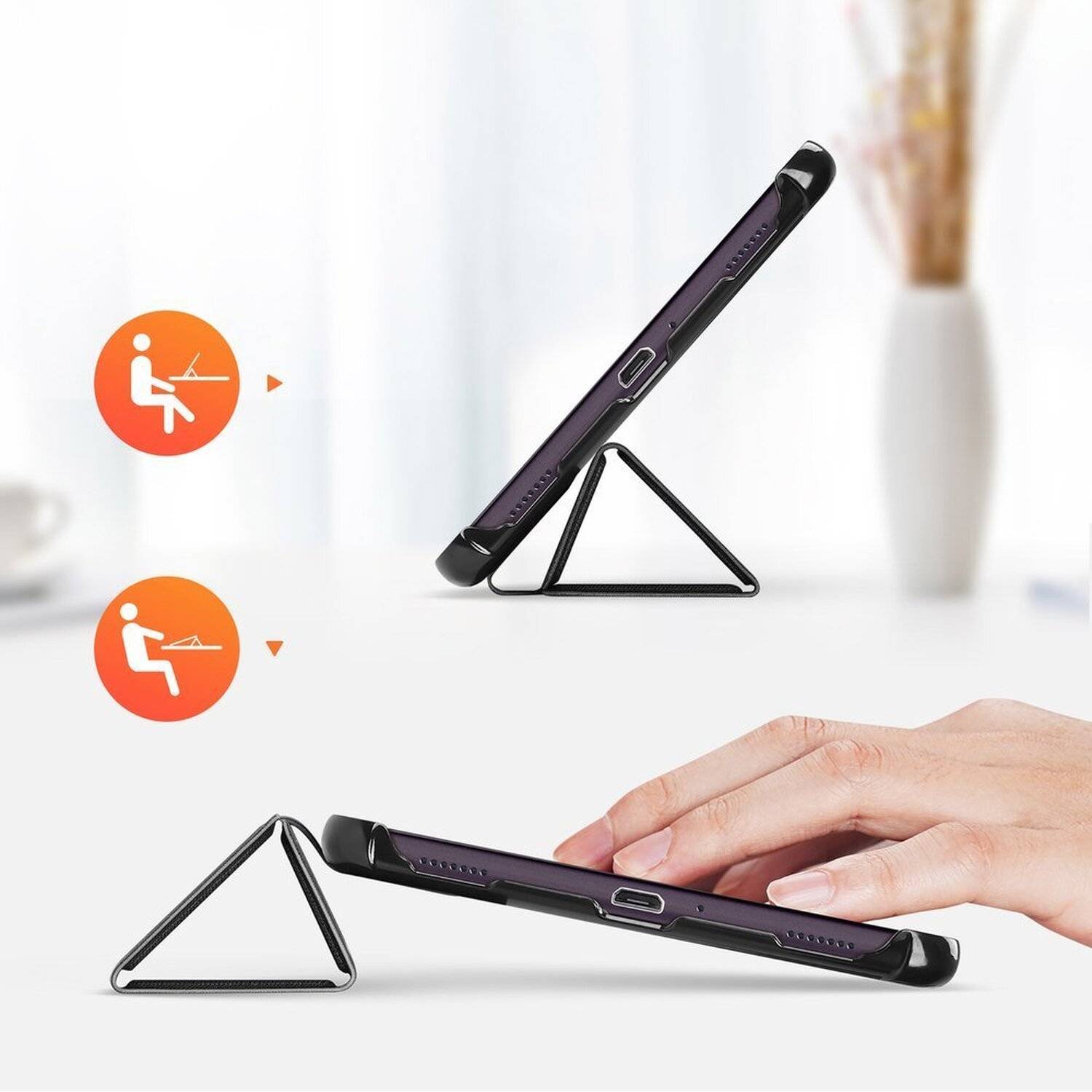 DUX DUCIS Tablethülle Hartschale mit Smart Sleep Standfunktion für Samsung Galaxy Tab A 8.4'' 2020 Tablethülle Schwarz